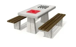 Betongbord med sjakk og ludo