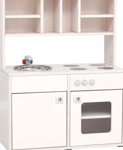 Bianca lekekjøkken med hylle uten sokkel