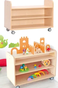 Bulle reol med bakplate og hjul