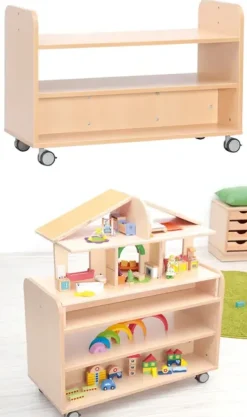 Bulle reol med bakplate og hjul