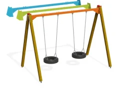 Dobbelt huskestativ trestolper blå