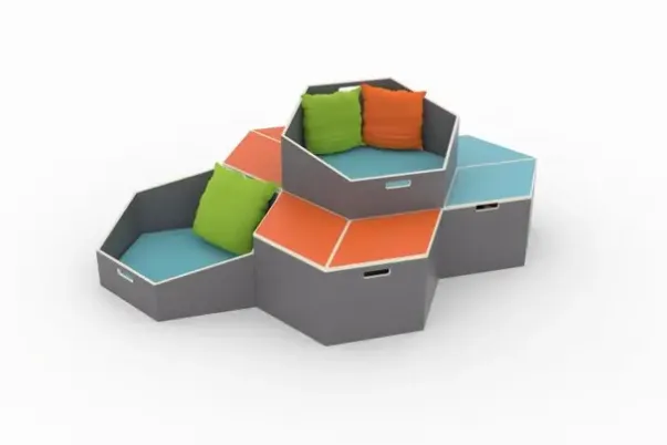 Hexa modul oppbevaringsboks blå