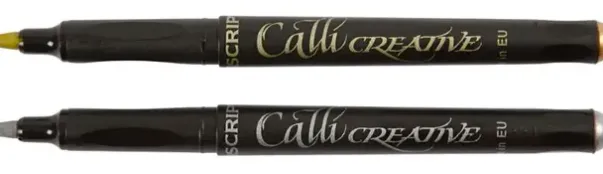 Kalligrafi tusj gull og sølv