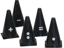 Kjegler med matematikksymboler