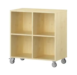 Labyrint reol 4 rom med hjul bjørk