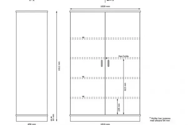 Materialskap med glassdører