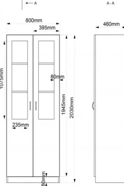 Moss høyskap med glassdører