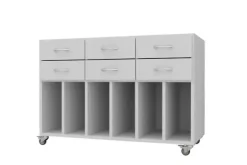 Moss skolereol med skuffer