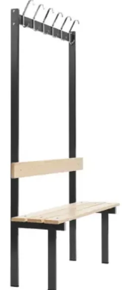 1-sidig garderobestativ med sittebenk