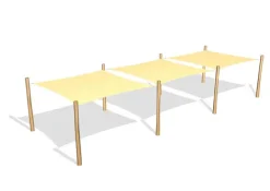 Solseilkombinasjon med 3 firkantseil