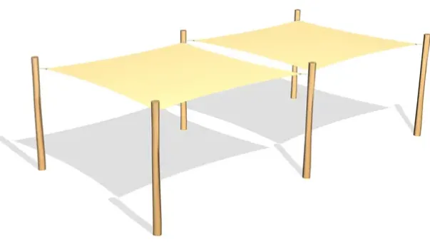 Solseilkombinasjon med 2 firkantseil