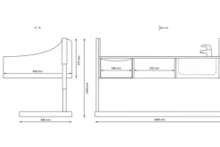 Stellebord med vask regulerbart