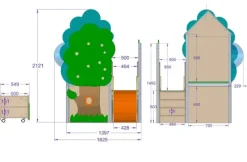 Trehuset med trapp og sklie