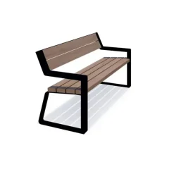 Uno benk med rygg og armlener