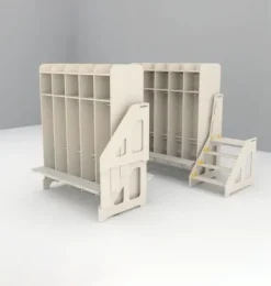 Vegghengt påkledningsbenk 3 trinn